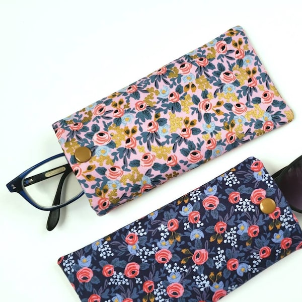 Glasses case, sunglasses case, reading glasses case, glasses pouch, sunglasses pouch, padded glasses case, floral case, Rifle Paper Co.
