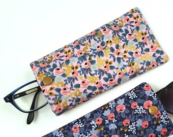 Glasses case, sunglasses case, reading glasses case, glasses pouch, sunglasses pouch, padded glasses case, floral case, Rifle Paper Co.