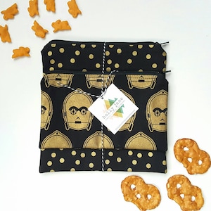 Reusable snack bag, reusable sandwich bag, snack bag, kids lunch, sandwich bag, zippered pouch, eco friendly, food baggies, Star Wars bag