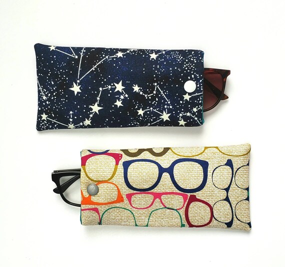 Padded Glasses Case: Constellation Print, Snap Closure