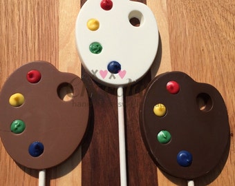 ARTIST PALETTE Chocolate Lollipop/12 Count/Art Party/Gallery Opening/Birthday Favors/Aspiring Artist/Paint Party/