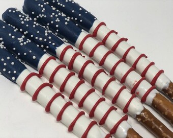 Patriotic Flag Chocolate Pretzels*12 Count*Memorial Day*4th of July*Olympics*USA*Summer Olympics*