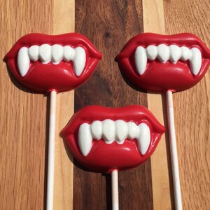 VAMPIRE Chocolate Lollipop//12 Count//Birthday Favor//Halloween Party//Halloween Treat//Vampire Party//Dracula//Rocky Horror//Fang Lollipop image 4