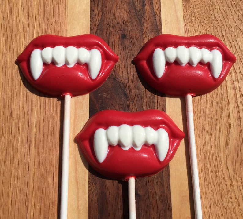 VAMPIRE Chocolate Lollipop//12 Count//Birthday Favor//Halloween Party//Halloween Treat//Vampire Party//Dracula//Rocky Horror//Fang Lollipop image 4