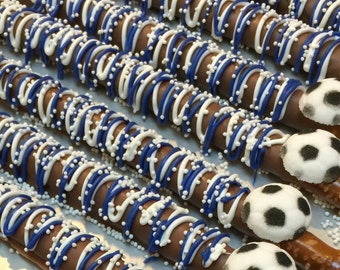 SOCCER Chocolate Pretzels*12 Count*Soccer Fan*Soccer Birthday*Soccer Team*Team Colors*