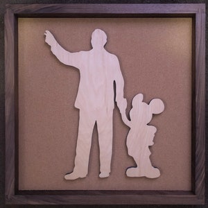 Disney Inspired Pin Display Shadowbox (Walt & Mickey reverse), Corkboard, Cork Display