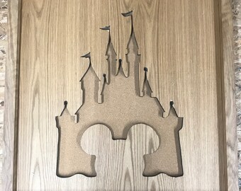 Disney Inspired Pin Display Shadowbox (Disney Cinderella Castle), Corkboard, Cork Display