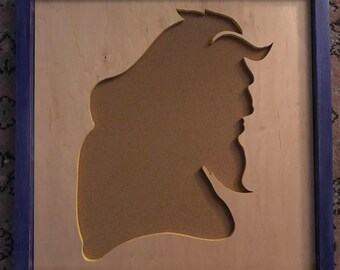 Disney Inspired Pin Display Shadowbox (Beast), Corkboard, Cork Display