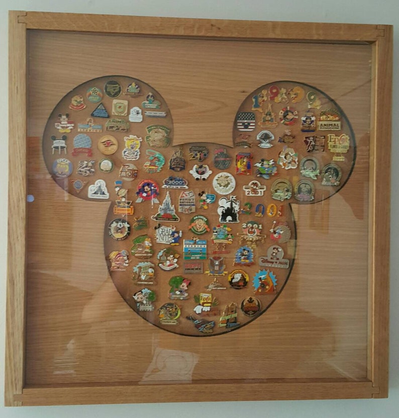 Disney Inspired Pin Display Shadowbox Mickey, Corkboard, Cork Display image 1