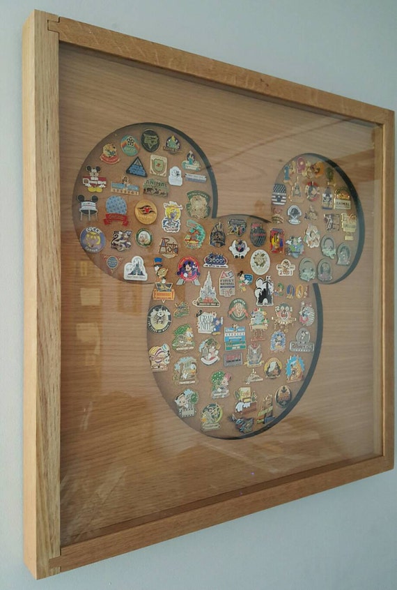 Disney Inspired Pin Display Shadowbox mickey, Corkboard, Cork