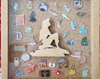 Disney Inspired Pin Display Shadowbox (Little Mermaid Ariel), Corkboard, Cork Display