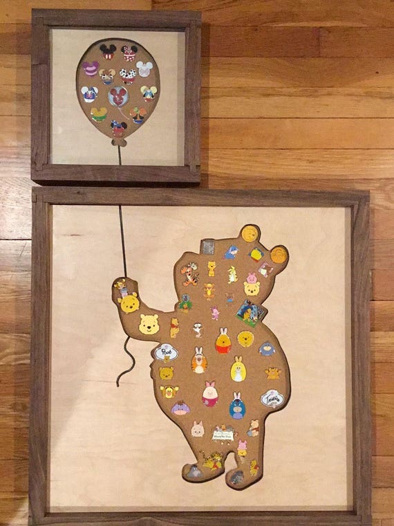 Disney Inspired Pin Display Shadowbox winnie the Pooh, Corkboard, Cork  Display 