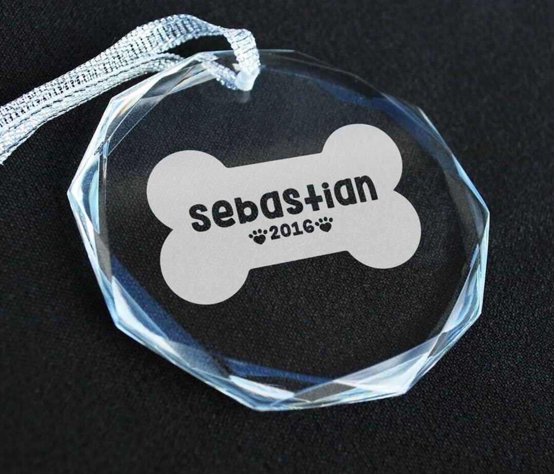Personalized Dog Bone Laser Engraved Crystal Ornament - Crystal ...