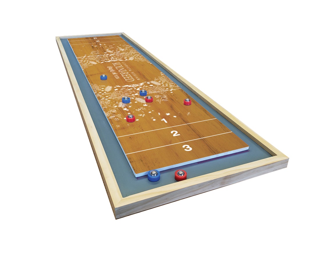 Floral Shuffleboard Mini Shuffleboard With Red and Blue Bearings