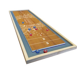 Floral Shuffleboard - Mini Shuffleboard with Red and Blue Bearings - Tabletop Game