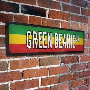 Green Beanie Ln Street Sign - Green Beanie Ln Aluminum Street Sign - Custom Street Sign - Top Quality - Printed Street Sign - Punny Signs