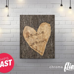 Personalized Wedding Tree Carved Canvas Wall Art - Custom Wall Canvas Art - Wall Decor - Wall Canvas - Canvas Art - 16x20