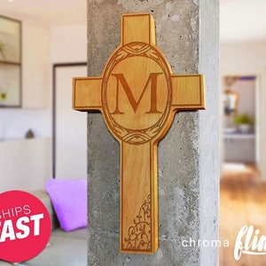 Personalized Monogram Laser Engraved Wooden Cross Wall Decor - Laser Engraved Wooden Cross- Decorative Crosses- Unique Gift Idea- Wood Cross