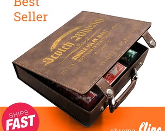 Retro Bourbon Scotch Whiskey Personalized Laser Engraved Poker Chip Set- Custom Poker Game- Custom Games- Personalized Poker Case- Poker Set