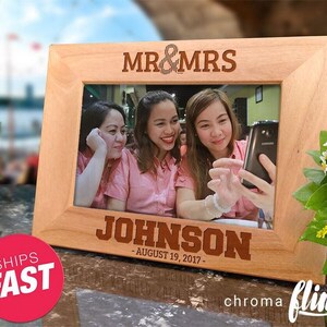 Personalized Mr & Mrs Engraved Picture Frame - Gift for Wife - Wedding Gift - Custom Frame- Customized Picture Frame -Engraved picture frame
