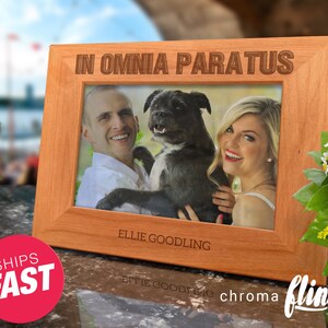 In Omnia Paratis Retro Vintage Engraved Wood Picture Frame - Personalized Picture Frame - Customized Picture Frame - Engraved Picture Frame