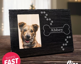 Personalized Dog Slate Picture Frame - Laser Engraved - Personalized Picture Frame