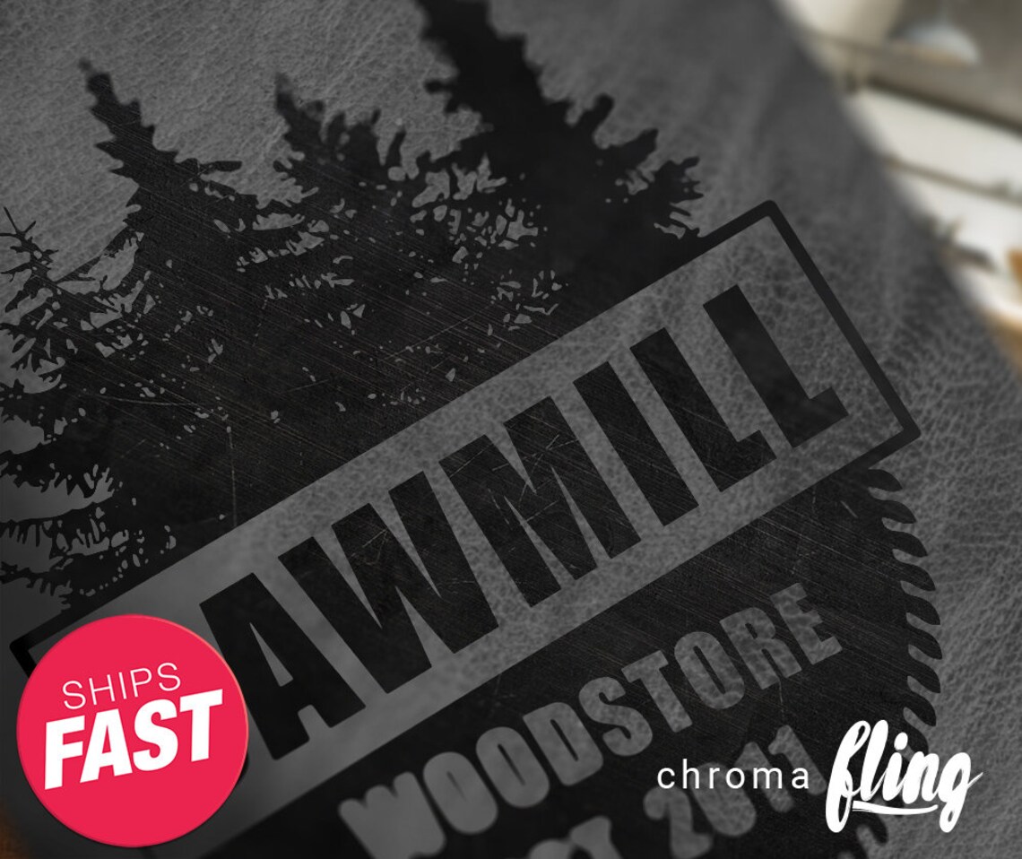 Grey Custom Logo Notebooks Laser Engraved Leather Journal Etsy