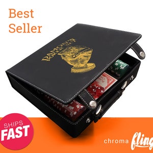 Jack Of Diamond Laser Engraved Poker Chip Set-Black Case With Gold Engraving-Custom Poker Game-Personalized Poker Case-Poker Set
