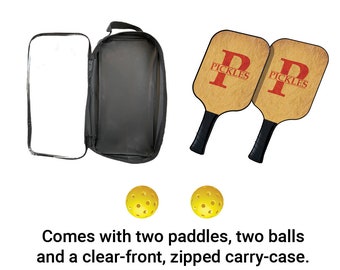 Bakersville Red Monogram Custom Pickleball Paddle Set - Wooden Pickleball Paddle - Personalized Pickleball Set with Carry Case