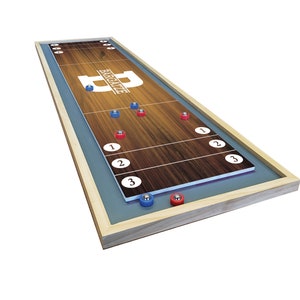 Family Name Monogram Shuffleboard - Mini Shuffleboard with Red and Blue Bearings - Tabletop Game