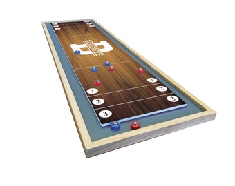 Family Name Monogram Shuffleboard - Mini Shuffleboard with Red and Blue Bearings - Tabletop Game