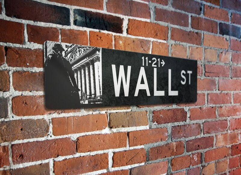 Wall Street Street Sign - Wall Street Aluminum Street Sign