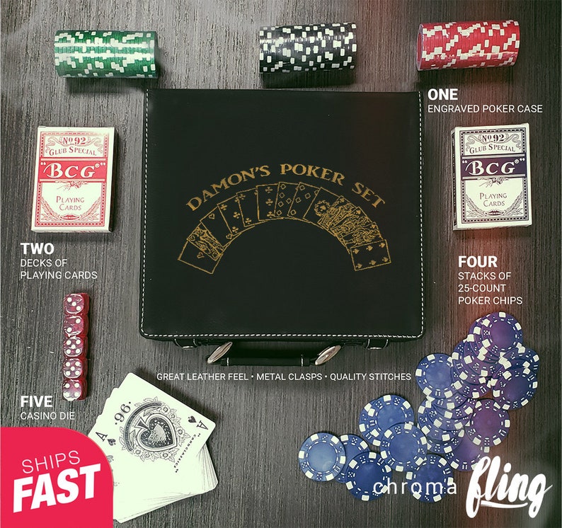 Arched Cards Personalized Laser Engraved Poker Chip Setblack Etsy