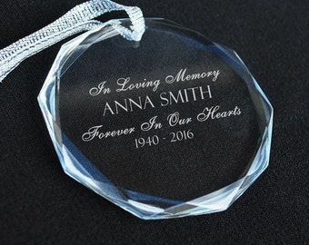 Personalized &quot;In Loving Memory&quot; Laser Engraved Crystal Ornament - Crystal Ornament - Laser Engraved - Christmas Gift Ideas - In Memorium