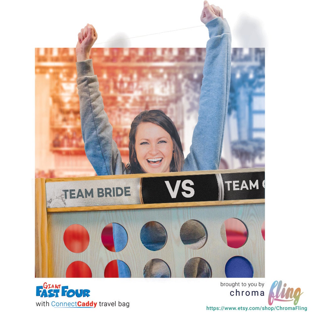 Team Bride VS Groom Personalized Giant Fast Four Game With Travel Bag ...
