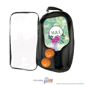 Watercolor Monogram Custom Pickleball Paddle Set - Wooden Pickleball Paddle - Personalized Pickleball Set with Carry Case