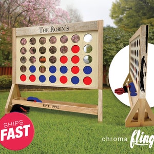 Modern Wood Personalized Giant Fast Four Game with Travel Bag - Giant Connect 4 - Outdoor Lawn Game - Jumbo Connect Four - big connect 4