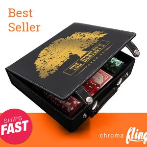 Family Tree Personalized Laser Engraved Poker Chip Set-Black Case With Gold Engraving-Custom Poker Game-Personalized Poker Case-Poker Set