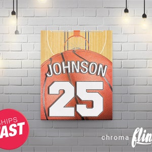 Personalized Jersey Court Basketball Wall Art - Custom Wall Canvas Art - Wall Decor - Wall Canvas - Canvas Art - 16x20