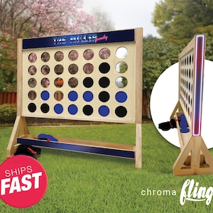 Electro Retro Family Personalized Giant Fast Four Game with Travel Bag -   Outdoor Lawn Game