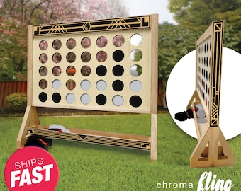 Art Deco Personalized Giant Fast Four Game with Travel Bag -  - Outdoor Lawn Game - Jumbo