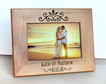 Personalized Wedding Engraved Picture Frame - Gift for Wife - Wedding Gift - Custom Frame - Customized Picture Frame  Engraved picture frame