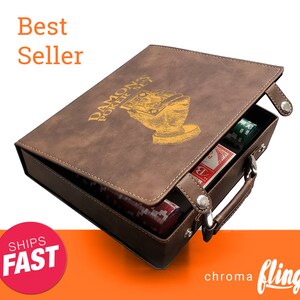 Jack Of Diamond Laser Engraved Poker Chip Set-Brown Case With Gold Engraving-Custom Poker Game-Personalized Poker Case-Poker Set