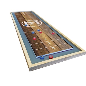 Monogram Barnwood Shuffleboard - Mini Shuffleboard with Red and Blue Bearings - Tabletop Game