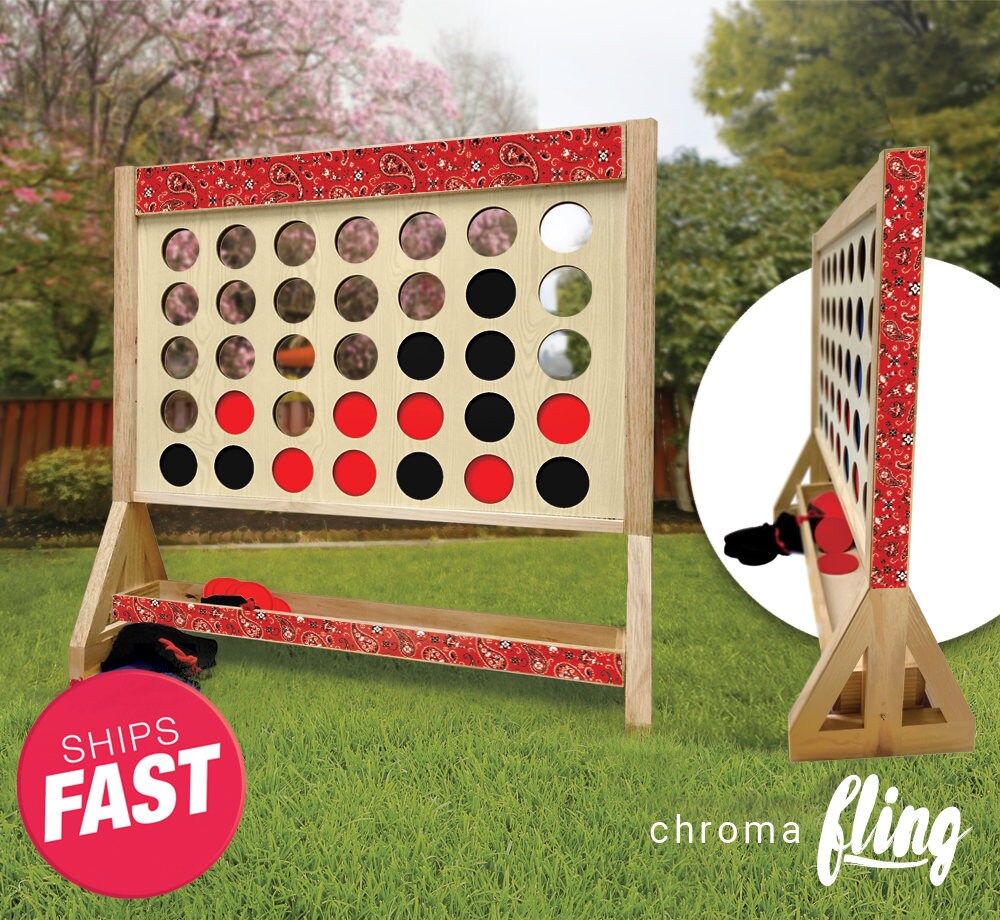 Elco (4) – Game For Sale g-rap Red Paisley Giant Fast Four Game With Travel Bag - Outdoor Lawn