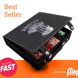 Four Of A Kind Laser Engraved Poker Chip Set-Black Case with Silver Engraving-Custom Poker Game-Personalized Poker Case-Poker Set