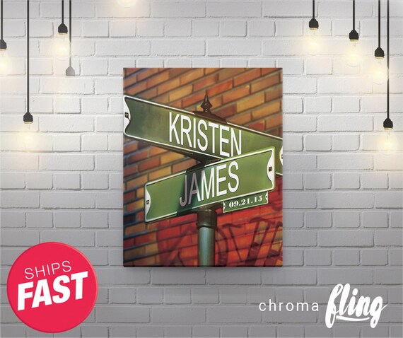 Wedding Street Sign Wall Art Custom Wall Canvas Art Wall Etsy