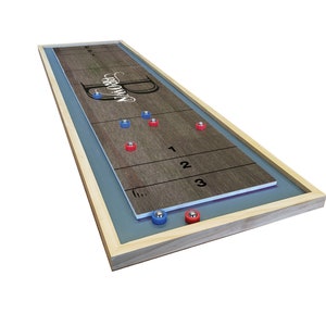Southern Gothic Monogram Shuffleboard - Mini Shuffleboard with Red and Blue Bearings - Tabletop Game