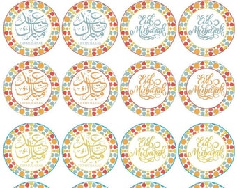 295 Sticker Gift Eid Mubarak Stickers & Chocolate Ramadan Mubarak Blue Pattern 