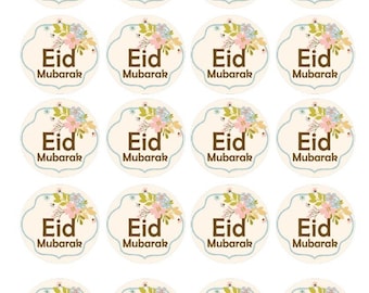 Digital and Printable Eid labels, Eid treats, design DIY, Eid stickers, colourful pattern, Eid Mubarak, cake toppers.